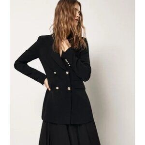 Massimo Dutti Black Gold Buttons Double Breasted Blazer Jacket  - Portugal